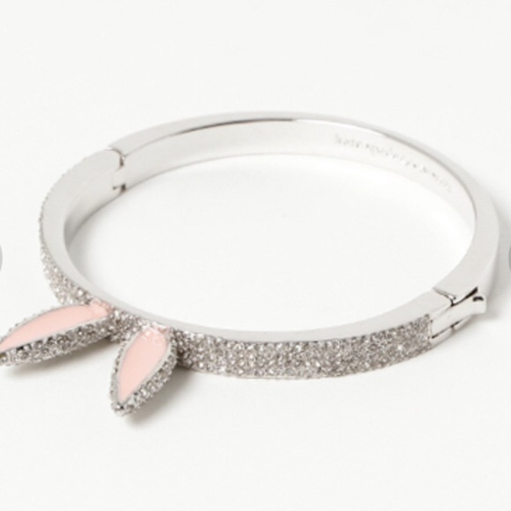 Kate Spade Make Magic Happen Rabbit Ears Hinged Bracelet NWT Rare Pave Beauty - Picture 2 of 10
